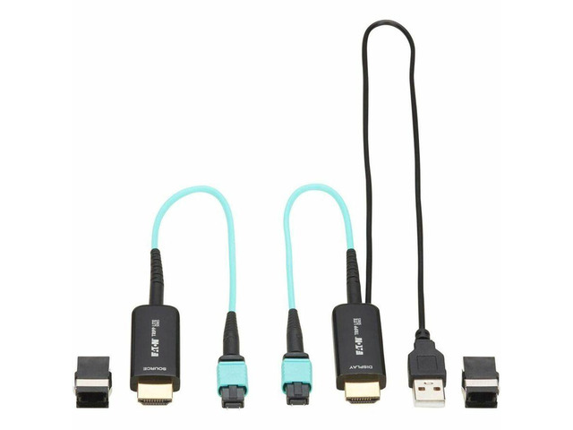 Eaton Tripp Lite Series HDMI Fiber Extender Terminations for MPO Fiber Optic Cable - 4K 60 Hz - 18 Gbps - LSZH - Up to 328 ft. (100m) - 1x USB - 2x...