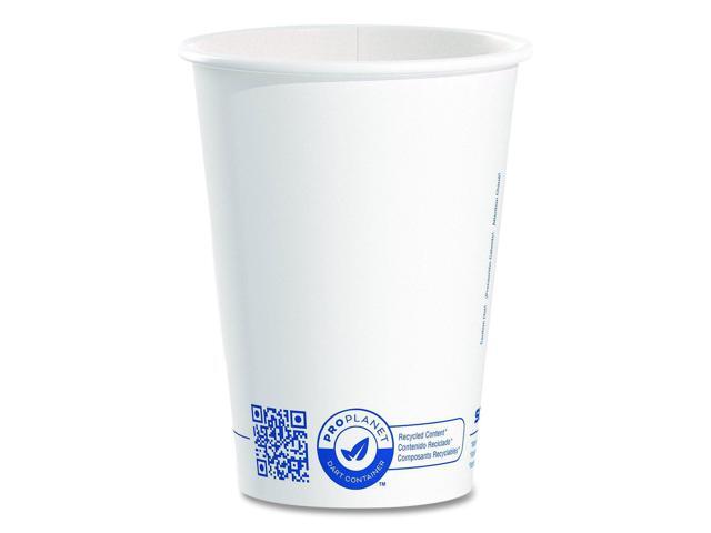 Recycled Content PCF Paper Hot Cups ProPlanet Seal 12 oz White 50/Pack 412RCNPLANET