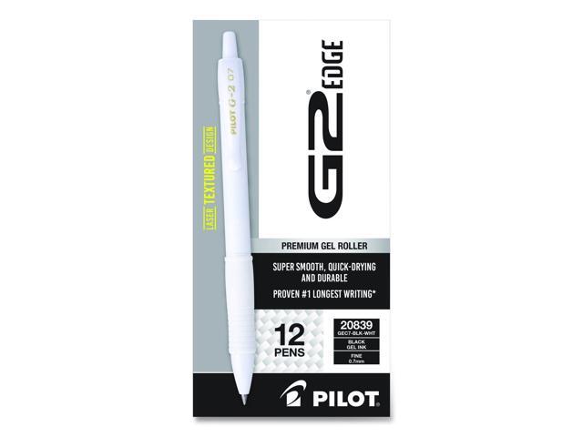 G2 Edge Premium Gel Roller Pen Retractable Fine 0.7 mm Black Ink White Barrel Dozen PIL20839