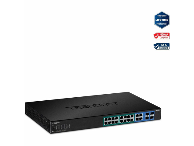 TRENDnet 20-Port Gigabit Web Smart 370W PoE+ Managed Switch TPE1620WSF