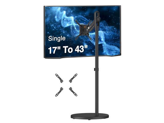 SINGLE 43 INCH PORTABLE MONITOR ARM TV ROLLING STAND-BLACK