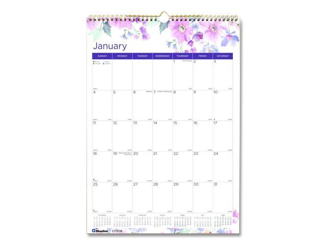 12-Month Colorful Wall Calendar Passion Floral Artwork 12 x 17 White/Multicolor Sheets 12-Month Jan to Dec: 2026 C173126