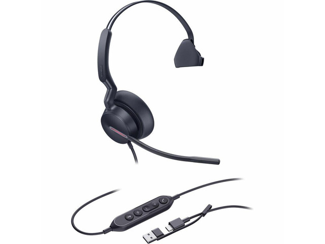 Yealink UH46 Monaural On-Ear USB Wired Headset Black 1308242