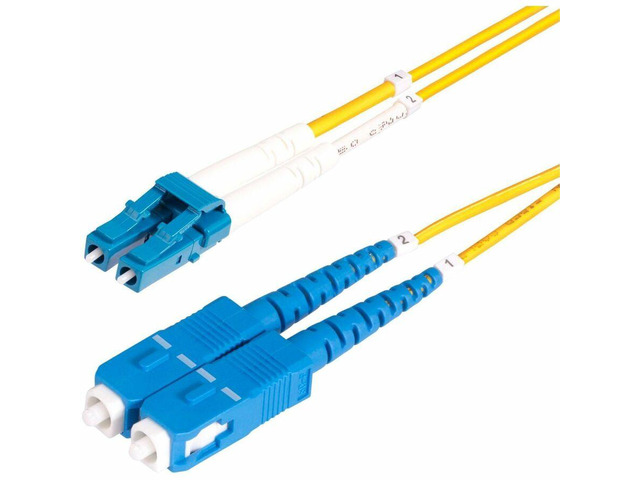 StarTech 8m 26ft LC to SC UPC OS2 Single Mode Duplex Fiber Optic Cable 9/125 100G Low Insertion Loss LSZH Fiber Jumper Cord