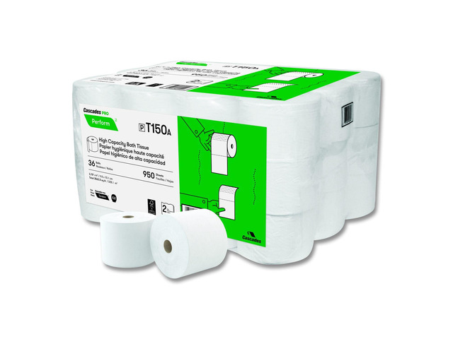 Perform High-Capacity Bathroom Tissue for Tandem Dispensers Septic Safe 2-Ply White 950 Sheets/Roll 36 Rolls/Carton T150