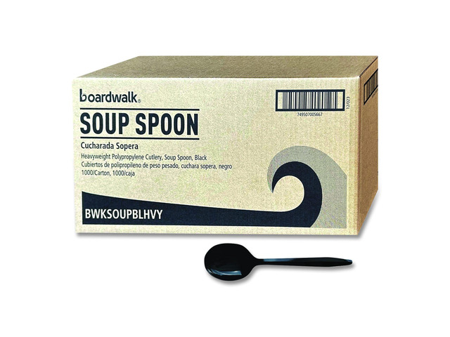 Heavyweight Polypropylene Cutlery Soup Spoon Plastic Black 1000/Carton BWKSOUPBLHVY