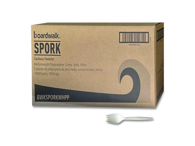 Mediumweight Polypropylene Cutlery Spork Plastic White 1000/Carton BWKSPORKWHPP