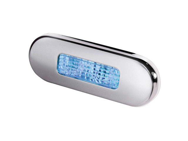 Hella Marine Surface Mount Oblong LED Courtesy Lamp - Blue LED - Stainless Steel Bezel
