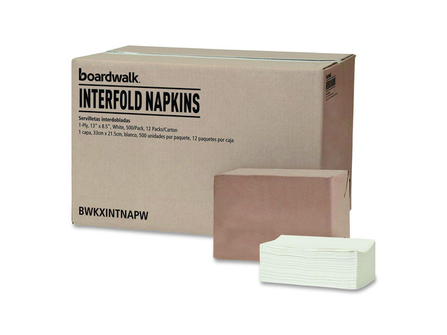 Interfold Dispenser Napkins 1-Ply 13 x 8.5 White 500/Pack 12 Packs/Carton 440000