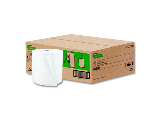Perform Hardwound Roll Towels for Tandem Dispensers 1-Ply 7.5' x 1050 ft Ultra White 6/Carton T220