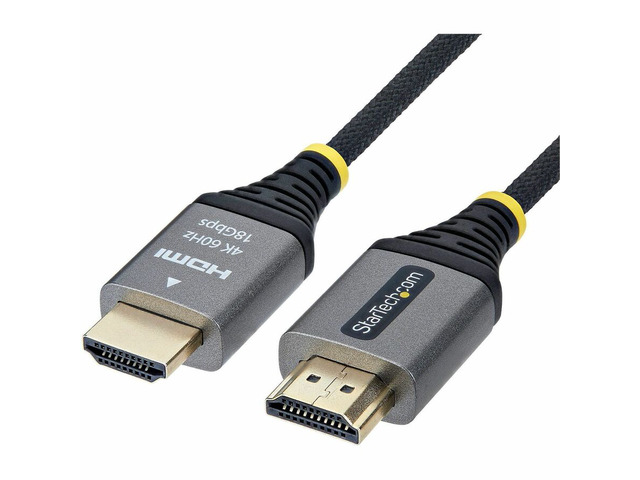 StarTech 3ft 91cm Premium Certified High Speed HDMI Cable Ultra Flexible HDMI Cable 4K60Hz/1440p144Hz Braided HDMI 2.0 Cord HDMI2FLEX4K603F