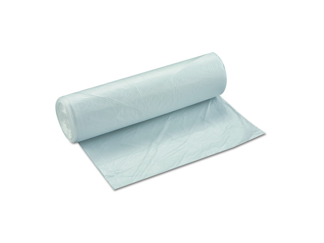 High-Density Commercial Can Liners, 45 gal, 13.97 mic, 40' x 48', Clear, Interleaved Roll, 25 Bags/Roll, 10 Rolls/Carton