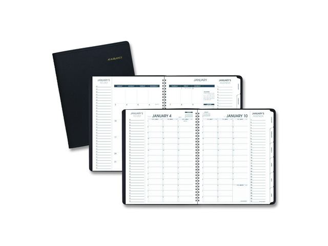 AT-A-GLANCE Triple View 2026 Weekly Monthly Appointment Book, Black, Large, 8 1/4' x 11'