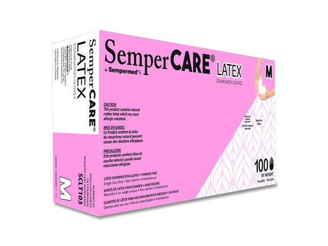 Latex Examination Gloves Powder-Free Medium 5 mil Thick 9.45' Long Cream 100/Box 10 Boxes/Carton SCLT103