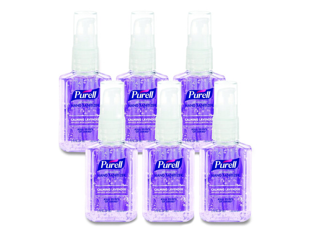 Advanced Hand Sanitizer Gel Infused with Essential Oils 2 oz Travel-Sized Pump Bottle Lavender Scent 24/Carton 390524CMR