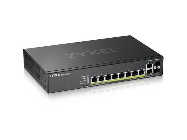ZyXEL 8-Port Gigabit L2+ Managed and Nebula Pro Cloud Managed Switch, 8 PoE+ Ports at 180W with 2 SFP Uplinks, GS2220-10HP