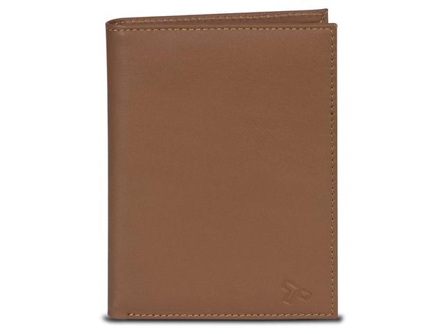 Travelon SafeID Leather Passport Holder Wallet, Saddle