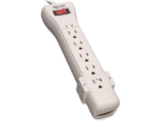 Eaton Tripp Lite Series Protect It! 7-Outlet Surge Protector, 7 ft. Cord with Right-Angle Plug, 2160 Joules, Diagnostic LEDs, Light Gray Housing -.