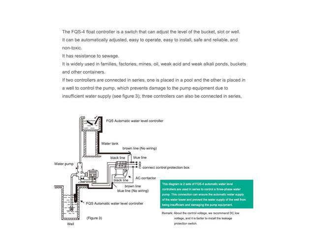 ELECALL FQS-4 7M Float Switch Water Level Controll Automatic Liquid Fluid Flow Sensor 4A/220V