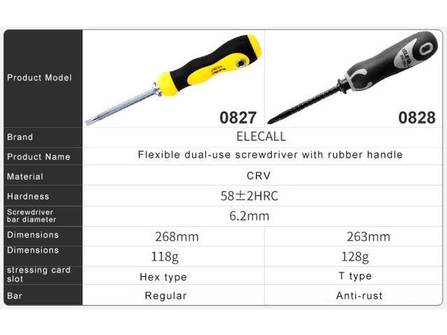 ELECALL Flexible Screwdriver Dual Use Adjustable Magnetic Screwdriver With Slotted And Phillips Repairing Tool - Yellow