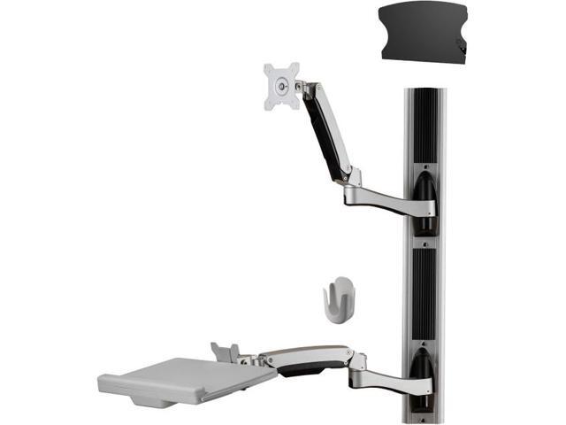 Amer Networks Sit-Stand Combo Workstation Wall Mount System with Extended Display Arm