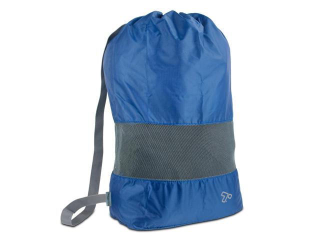 Travelon Lightweight Nylon and Mesh Drawstring Storage Travel Laundry Bag Blue