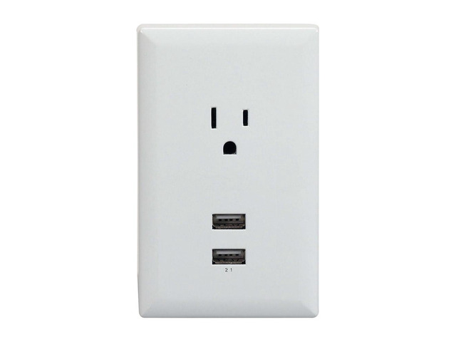 RCA WP2UAR USB Wall Plate Charger White
