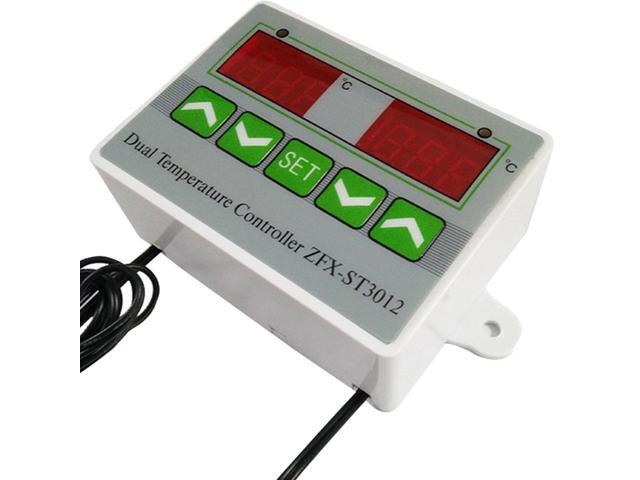 1PCS Digital LED Dual Thermometer Temperature Controller Thermostat Incubator Control Microcomputer Dual Probe AC 12V