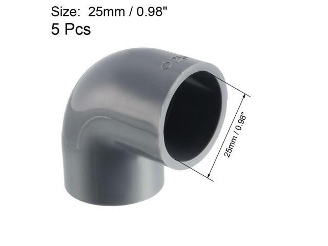 Pipe Fitting 25mm Slip Socket 90 Degree Elbow Coupling Connector Gray 5Pcs