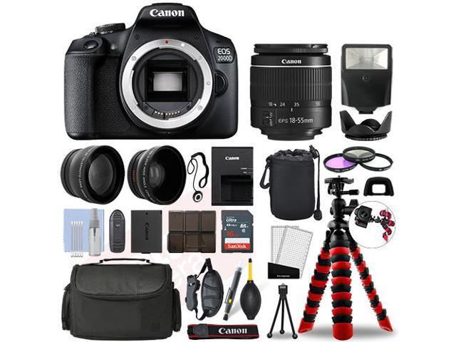 Canon EOS 2000D / T7 DSLR Camera w/ 18-55mm + 16GB 3 Lens Ultimate Accessory Kit