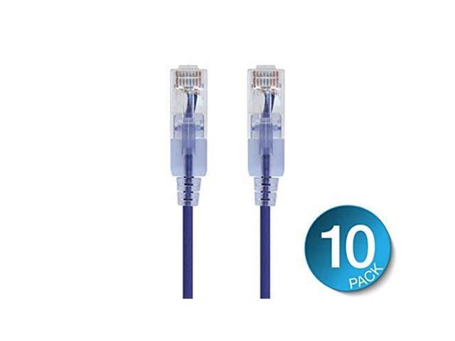 Monoprice Cat6A Ethernet Patch Cable - 10 Feet - Purple (10 Pack) Snagless RJ45 550Mhz UTP Pure Bare Copper Wire 10G 30AWG - SlimRun Series