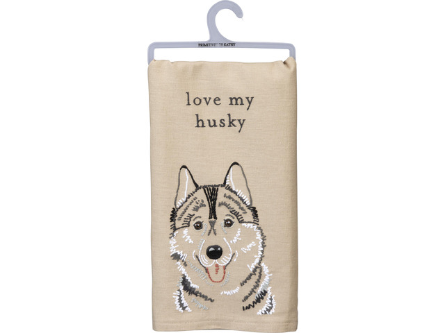 Primitives by Kathy Love My Husky Dish Towel, 26'