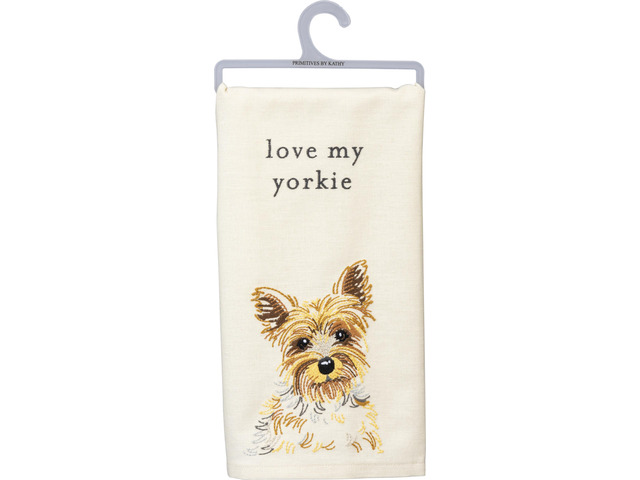 Primitives by Kathy Love My Yorkie Dish Towel, 26'