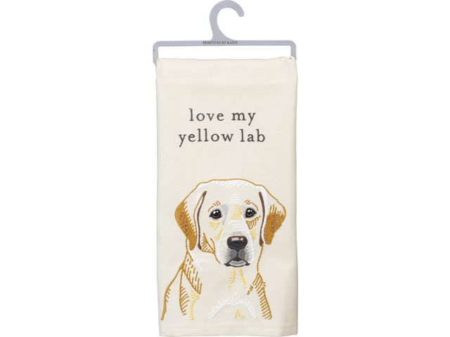 Primitives by Kathy Love My Yellow Lab Dish Towel, 26'