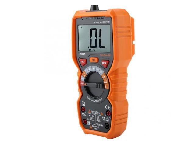 PEAKMETER Multimeter Voltmeter Ammeter PM18A with True RMS AC DC Voltage Resistance Capacitance Frequency Temperature NCV Tester