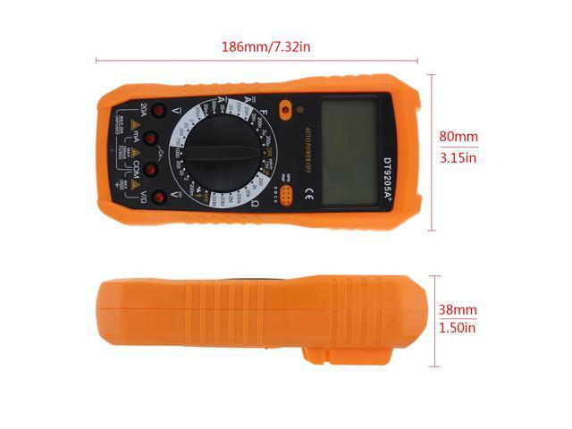 DT9205A Professional Digital Multimeter Electric Handheld Ammeter Voltmeter Resistance Capacitance hFE Tester AC DC LCD