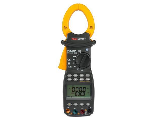 PEAKMETER PM2203 3-Phase LCD Digital Professional High Sensitivity Clamp Power Meter Factor Correction Data Log Rs232 True-RMS