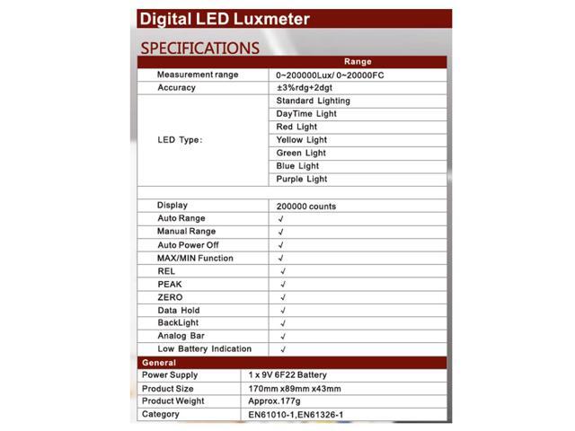 PEAKMETER PM6612L LED Digital Analog Bar Light Lux Meter 200000 lux Handheld Light Meter for Light Measuring