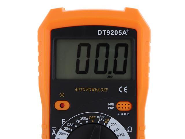 DT9205A Professional Digital Multimeter Electric Handheld Ammeter Voltmeter Resistance Capacitance hFE Tester AC DC LCD