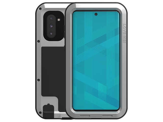 Love Mei Aluminum Metal Armor For Samsung NOTE 10 Shockproof Dirtproof Full Body Heavy Duty Case For Samsung NOTE 10 (Silver)