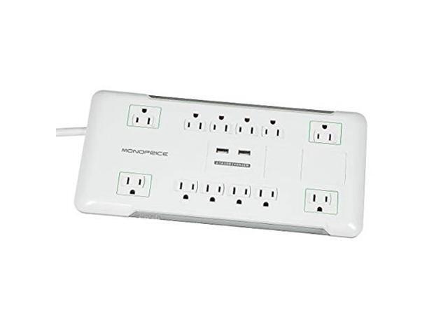 Monoprice 12 Outlet Power Surge Protector with 2 Built-In USB Charger Ports - 4320 Joules, 6ft Cord