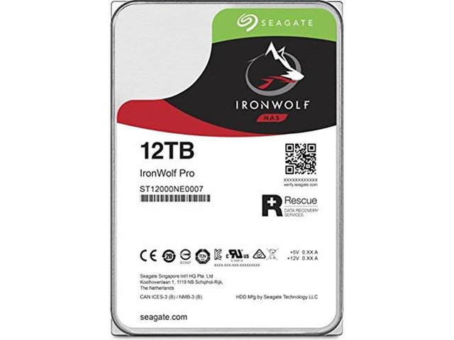 Seagate IronWolf Pro 12TB NAS Hard Drive 7200 RPM 256MB Cache CMR SATA 6.0Gb/s 3.5' Internal HDD ST12000NE0008