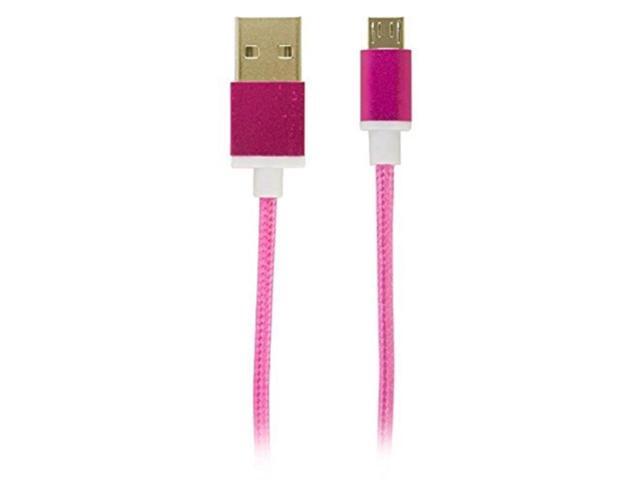 3FT USB to MicroUSB Braided Fabric Charging and Sync Cable Cord Pink