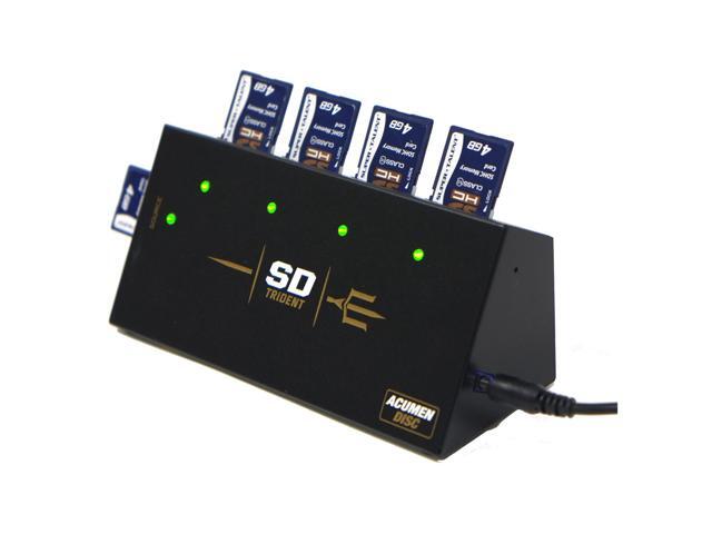 Acumen Disc SD Trident - 1 to 4 Secure Digital / MicroSD / TF Compact Duplicator - Autostart Cloner Copier (35MB per Second)