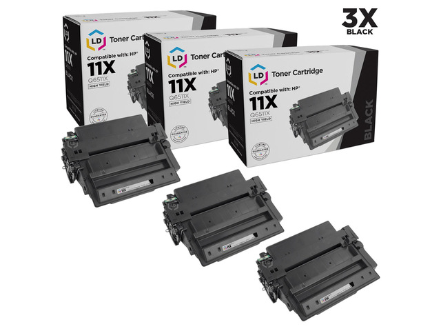 LD Compatible Replacements for Hewlett Packard 11X (Q6511X) Pack of 3 High Yield Black Toner Cartridges for LaserJet 2420, 2420d, 2420dn, 2420n,...