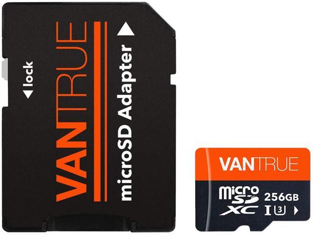 Vantrue 256GB MicroSDXC UHS-I U3 V30 Class 10 4K UHD Video High Speed Transfer Monitoring SD Card with Adapter for Dash Cams, Body Cams, Action...