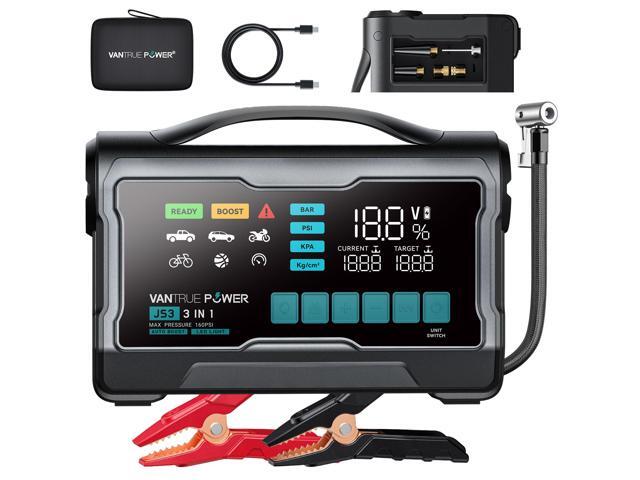Vantrue Power JS3 24000mAh Jump Starter Air Compressor, 3250A Peak Current, 65W PD Fast Charge, 160PSI Air Pump, LED Emergency Light, for All 10L...