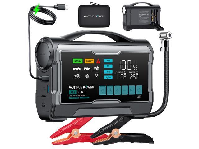Vantrue Power JS2 16000mAh Jump Starter Air Compressor, 2500A Peak Current, 65W PD Fast Charge, 160PSI Air Pump with LED Emergency Light, Portable...