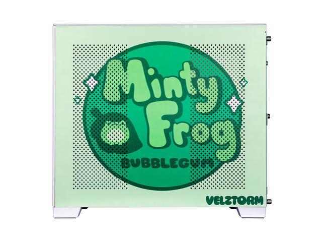 Velztorm Minty Frog Custom Art Aluminum Tempered Glass O11 Dynamic Mini Green Gaming Computer Case, Supports Mini-ITX, Micro-ATX, and ATX...