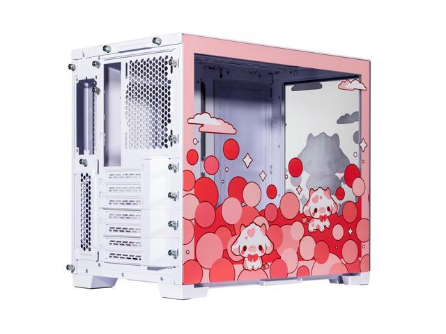 Velztorm Bubble Cow Custom Art Aluminum Tempered Glass O11 Dynamic Mini Rose Pink Gaming Computer Case, Supports Mini-ITX, Micro-ATX, and ATX...